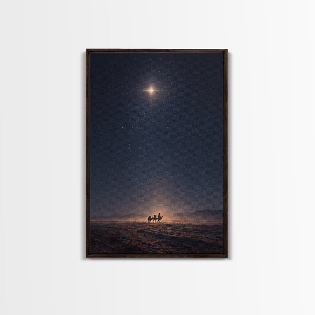 Bethlehem Night Glow – Framed Canvas Print – Christmas Art – Christian Art Canvas – Christian Wall Art – Modern Christian Art – Christian C