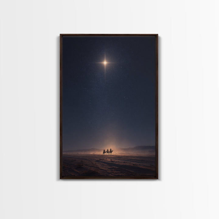 Bethlehem Night Glow – Framed Canvas Print – Christmas Art – Christian Art Canvas – Christian Wall Art – Modern Christian Art – Christian C