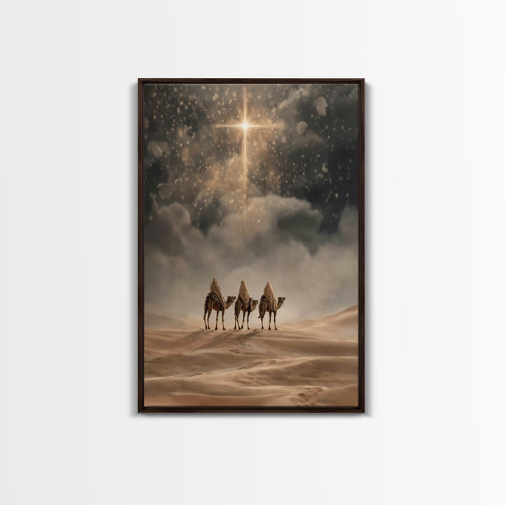 Three Gifts Journey | Framed Canvas Print | Christmas Art | Christian Art Canvas | Christian Wall Art | Vintage Christmas Art | Christian C