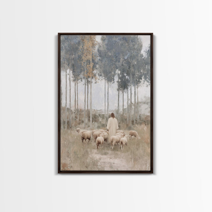 Quiet Shepherd Woods, Framed Canvas Print, Christian Art Canvas, Christian Art, Christian Wall Art, Minimalist Christian Art, Christian Pai