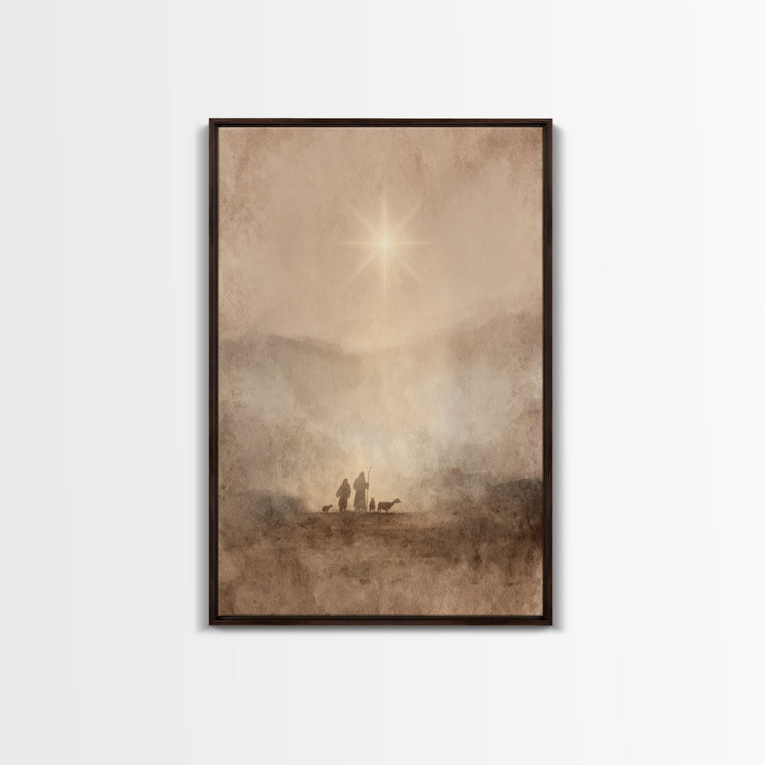 Desert Star Rise – Framed Canvas Print – Christian Christmas Art – Christmas Art Prints – Christian Art Canvas – Christian Wall Art