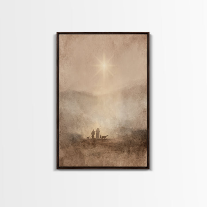 Desert Star Rise – Framed Canvas Print – Christian Christmas Art – Christmas Art Prints – Christian Art Canvas – Christian Wall Art