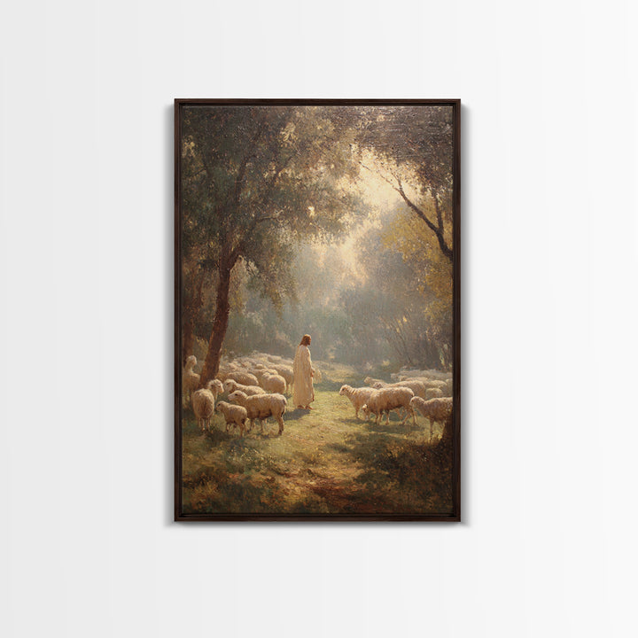 Shepherd’s Peace Meadow – Framed Canvas Print – Christian Wall Art – Jesus Painting – Christian Art Canvas – Christian Art Print – Large Ch