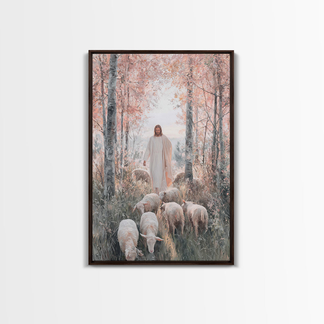 Autumn Grace Walk – Framed Canvas Print – Christian Art Canvas – Jesus Painting – Christian Wall Art – Christian Christmas Art – Modern Chr