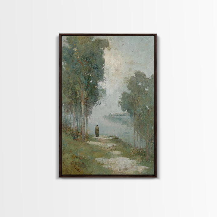 Quiet Pilgrim Way – Framed Canvas Print – Christian Art Canvas – Christian Wall Art – Vintage Christian Art – Christmas Wall Art – Christia