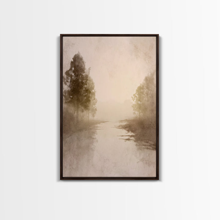 Misty River Hope – Framed Canvas Print – Christian Art Canvas – Christian Wall Art – Subtle Christian Art – Christmas Art – Christian Decor