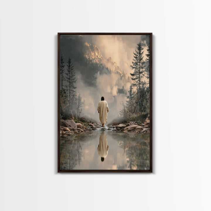 Mountain Refuge | Framed Canvas Print | Christian Art Canvas | Jesus Painting | Christian Decor For Home | Large Christian Art | Christmas