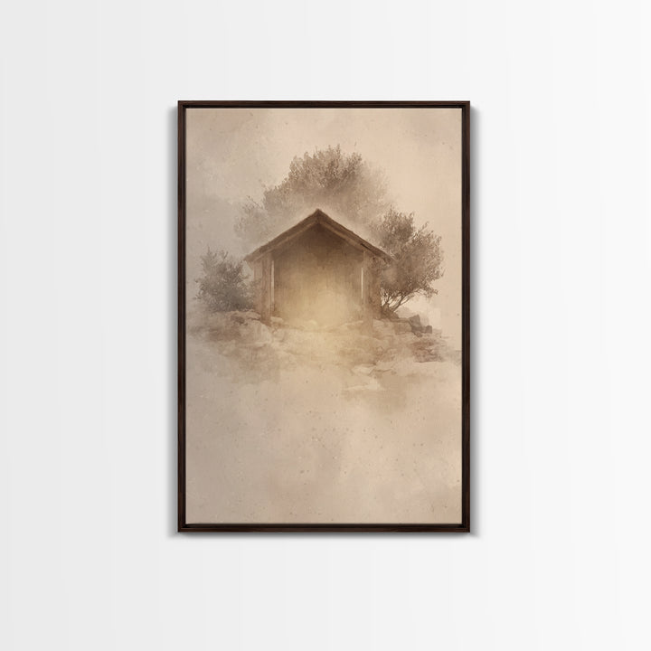Holy Manger Glow, Framed Canvas Print, Framed Christmas Art, Christian Art Canvas, Christmas Wall Art, Christian Christmas Decor, Christian