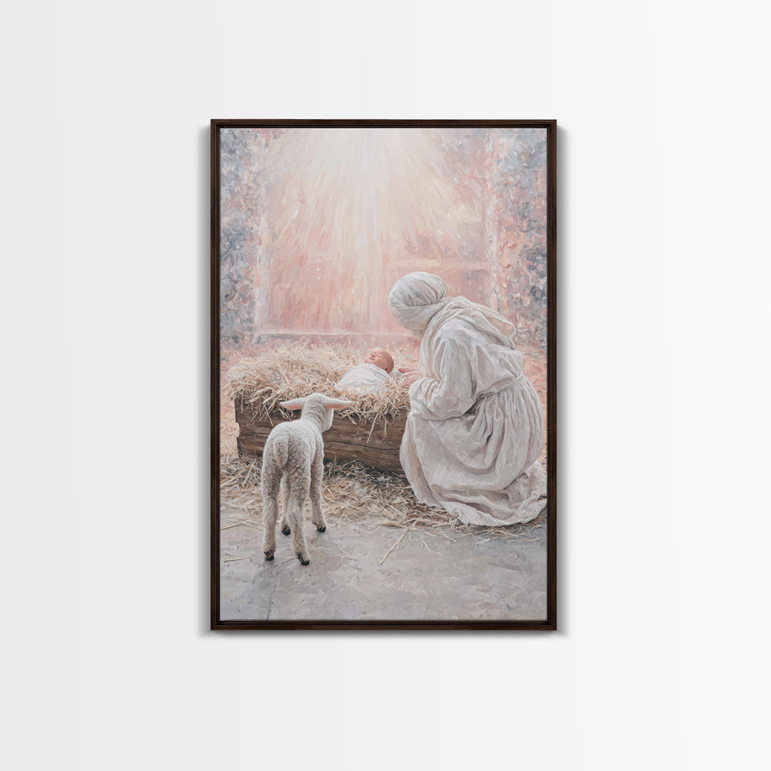 Mother’s Quiet Adoration – Framed Canvas Print – Christian Wall Art – Christmas Art Prints – Jesus Christmas Art – Christian Art Canvas – C
