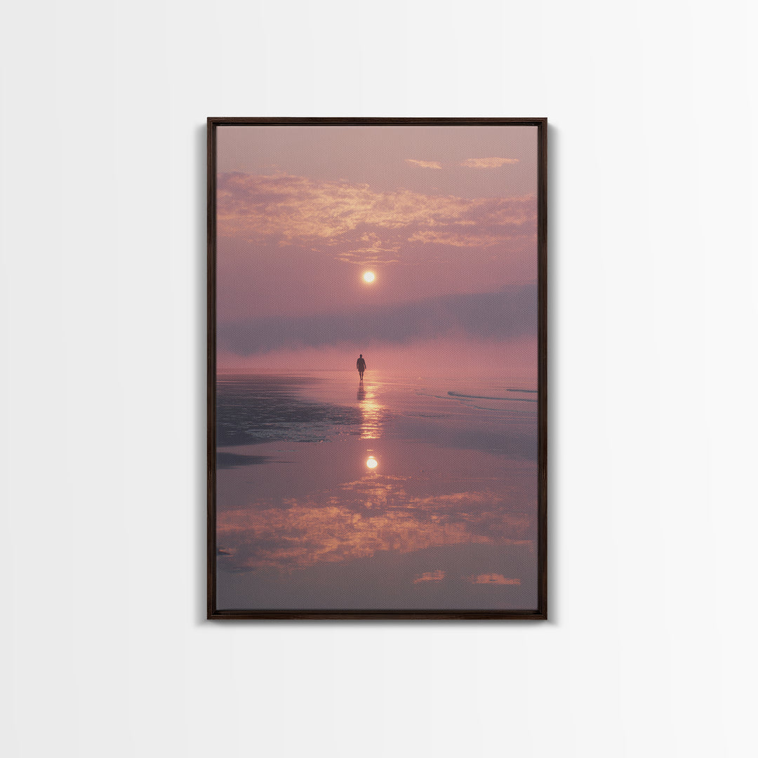 Dawn Walk Serenity – Framed Canvas Print – Christian Wall Art – Modern Christian Art – Christian Art Canvas – Christian Painting – Christia