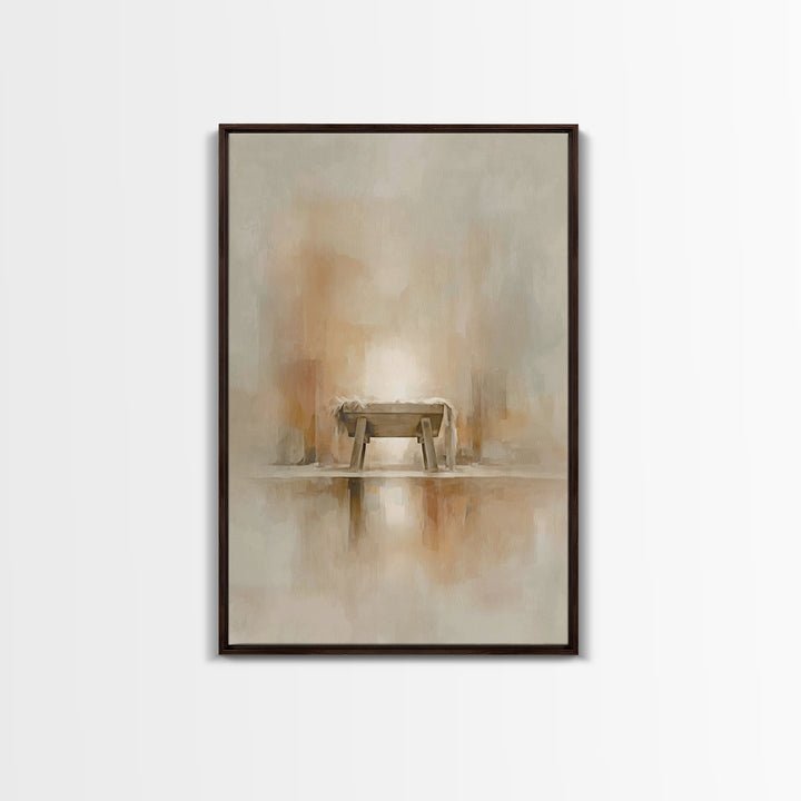 Humble Manger Light, Framed Canvas Print, Christmas Wall Art, Christian Christmas Art, Modern Christmas Art, Christmas Art Prints, Christia