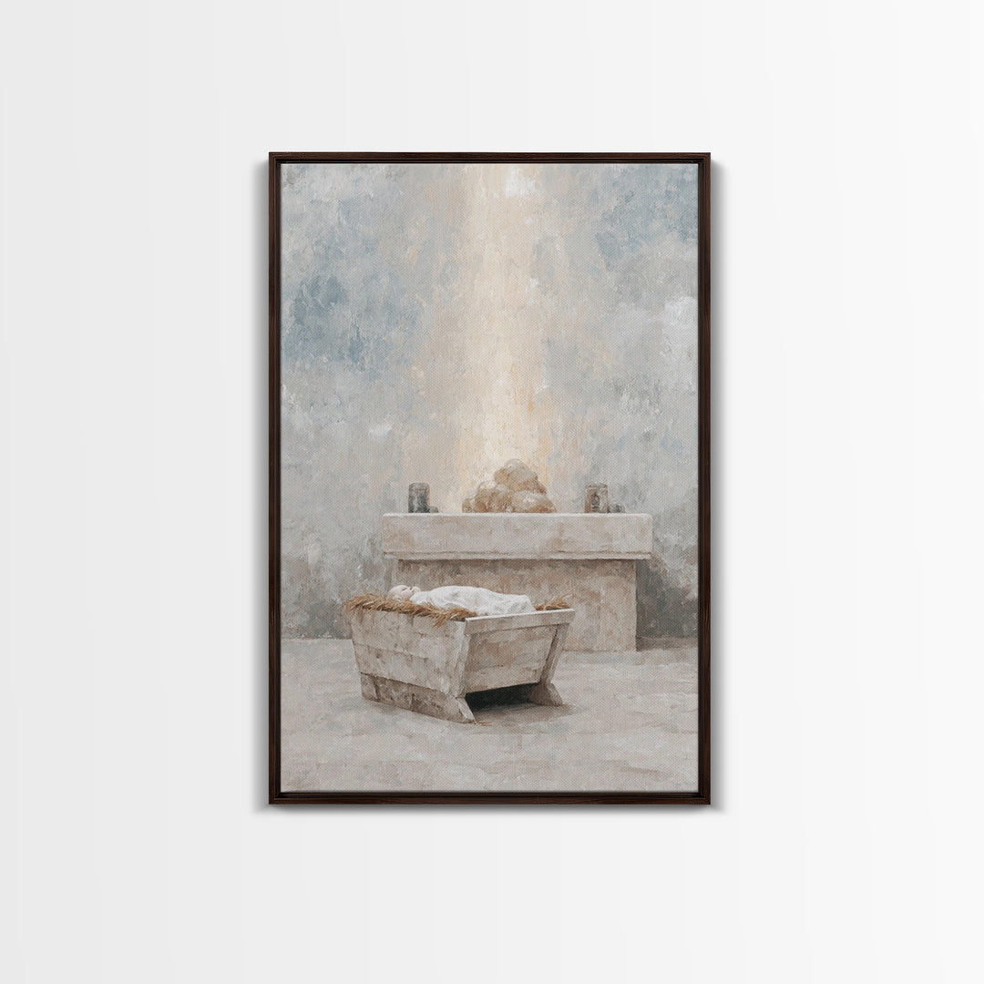 Silent Offering Stone – Framed Canvas Print – Christian Wall Art – Christian Art Canvas – Christmas Art Work – Subtle Christian Art – Chris