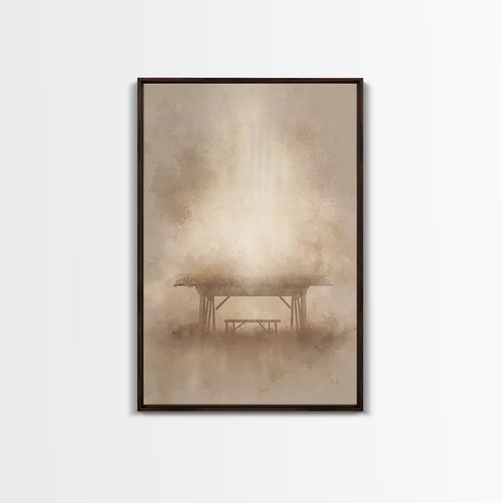 Holy Stable Promise, Framed Canvas Print, Christian Wall Art, Christmas Art Prints, Christian Christmas Art, Minimalist Christian Art, Chri