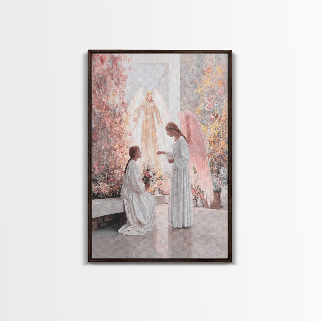 Gentle Angel Watch, Framed Canvas Print, Christian Wall Art, Christian Art Canvas, Christian Painting, Vintage Christian Art, Christian Dec