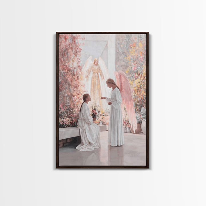 Gentle Angel Watch, Framed Canvas Print, Christian Wall Art, Christian Art Canvas, Christian Painting, Vintage Christian Art, Christian Dec
