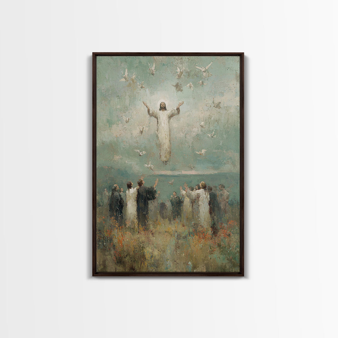 Ascension Light, Framed Canvas Print, Christian Art Canvas, Christian Wall Art, Jesus Painting, Modern Christian Painting, Christian Christ