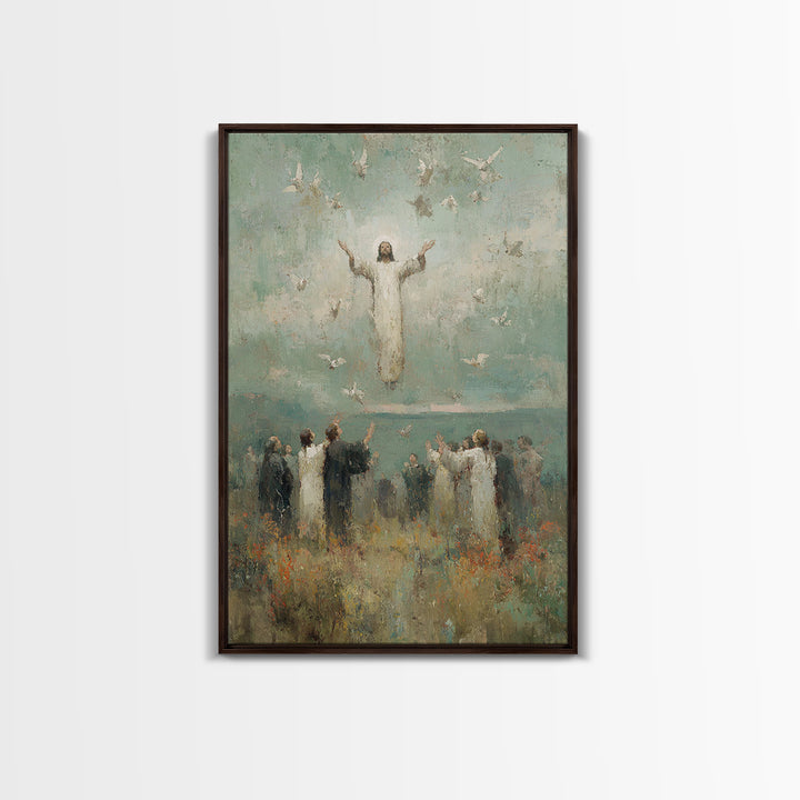 Ascension Light, Framed Canvas Print, Christian Art Canvas, Christian Wall Art, Jesus Painting, Modern Christian Painting, Christian Christ