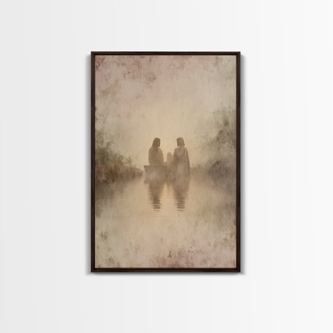 Baptism Light, Framed Canvas Print, Christian Wall Art, Christian Art Painting, Subtle Christian Paintings, Large Christian Art, Christian