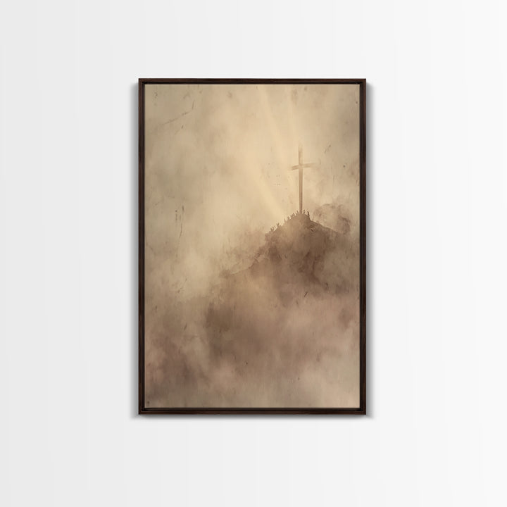 Hill Of Redemption – Framed Canvas Print – Christian Wall Art – Christian Art Canvas – Christian Art – Moody Christian Art – Christian Deco