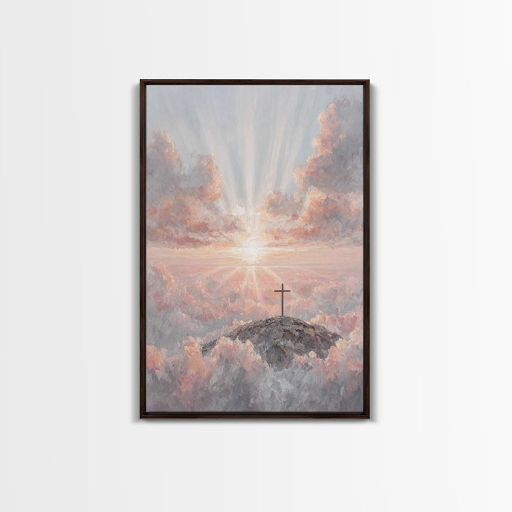 Dawn Of Salvation, Framed Canvas Print, Christian Wall Art, Christian Art Canvas, Modern Christian Art, Christian Paintings, Christian Deco
