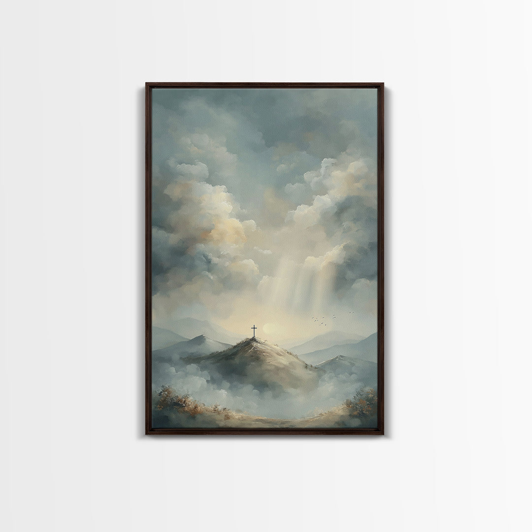 Heaven’s Summit | Framed Canvas Print | Christian Art Canvas | Christian Wall Art | Large Christian Art | Modern Christian Painting | Chris