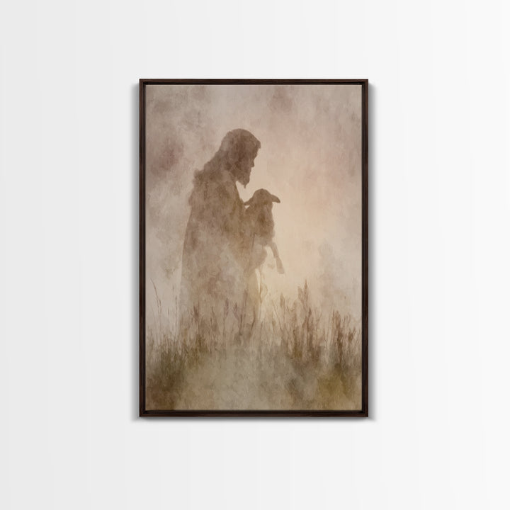 Shepherd Of Light, Framed Canvas Print, Christian Wall Art, Jesus Painting, Christian Art Canvas, Subtle Christian Art, Christian Decor For