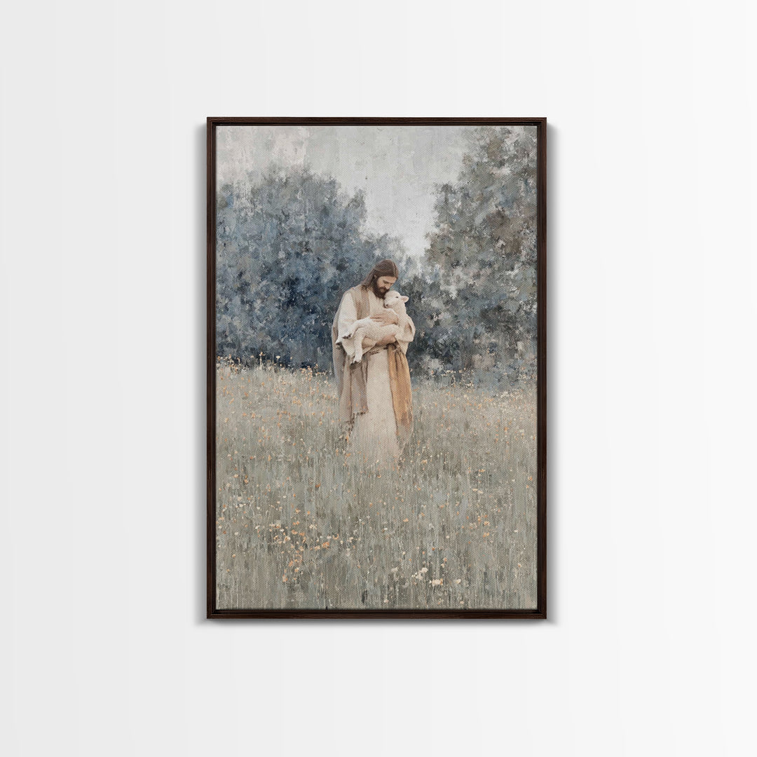 Lamb Of Grace | Framed Canvas Print | Jesus Painting | Christian Art Canvas | Christian Wall Art | Modern Christian Art | Christian Gift Id