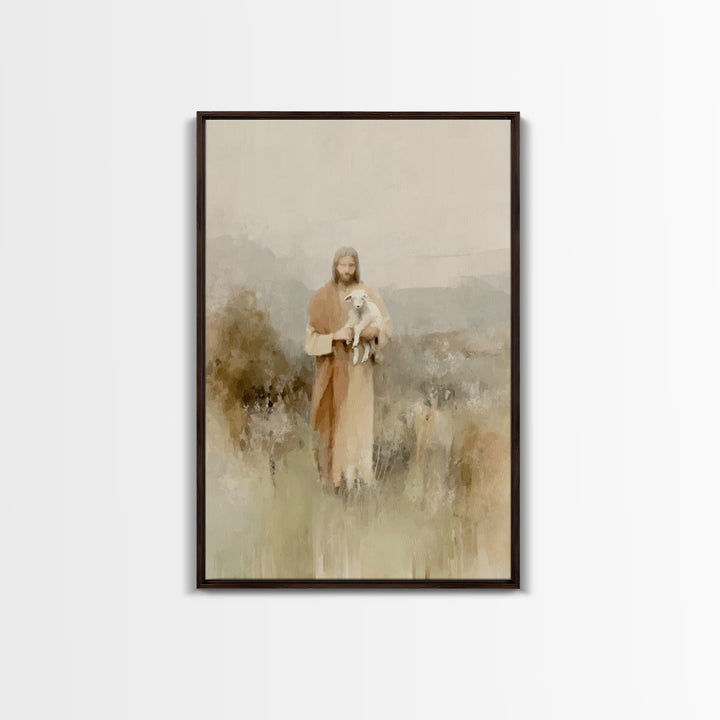 Shepherd’s Embrace, Framed Canvas Print, Christian Art Prints, Jesus Painting Canvas, Moody Christian Art, Christian Art Canvas, Christian