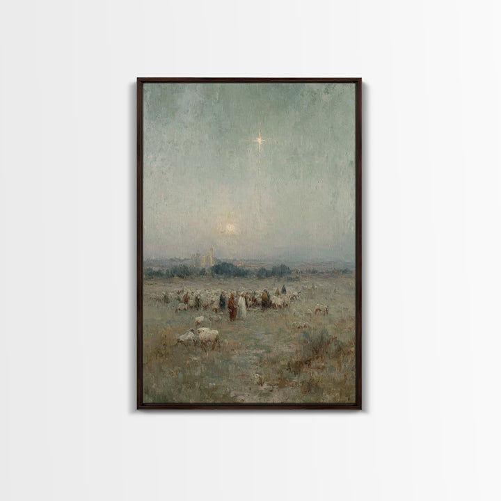 Star Of Bethlehem – Framed Canvas Print – Christian Wall Art – Christmas Art Prints – Christian Art Canvas – Vintage Christian Art – Christ