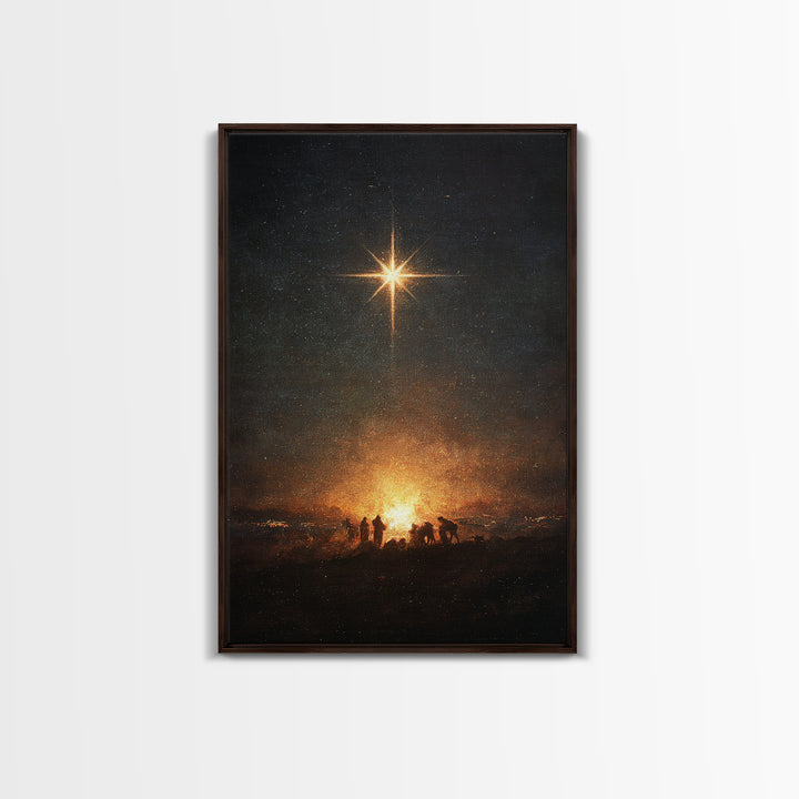 Night Of Wonder, Framed Canvas Print, Christian Christmas Art, Christian Wall Art, Christmas Canvas Wall Art, Moody Christmas Art, Christia