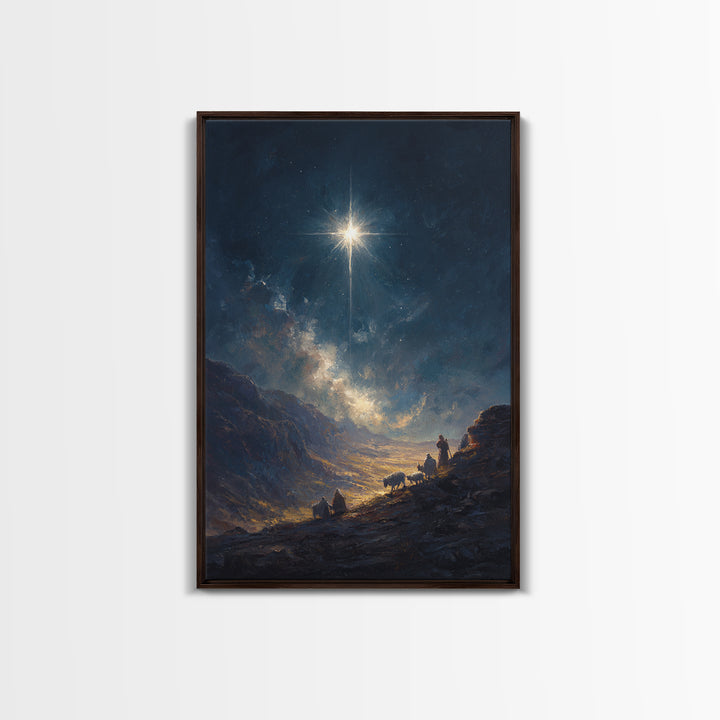 Starry Path – Framed Canvas Print – Christian Christmas Art – Christian Art Canvas – Christmas Wall Art – Modern Christian Art – Christian
