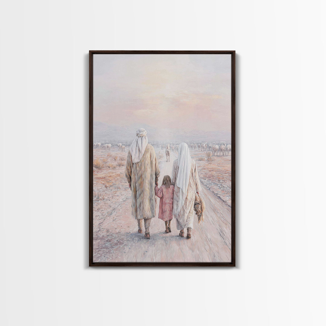 Pilgrims Of Dawn | Framed Canvas Print | Christian Wall Art | Christian Art Canvas | Jesus Painting | Christian Decor | Christmas Art