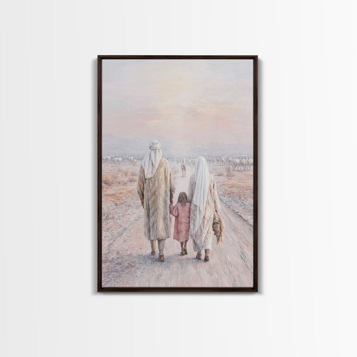 Pilgrims Of Dawn | Framed Canvas Print | Christian Wall Art | Christian Art Canvas | Jesus Painting | Christian Decor | Christmas Art