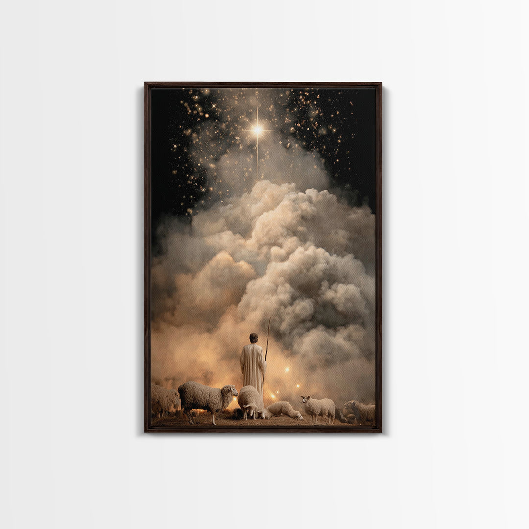 The Guiding Star – Framed Canvas Print – Christian Wall Art – Jesus Painting – Christian Christmas Art – Christian Art Canvas