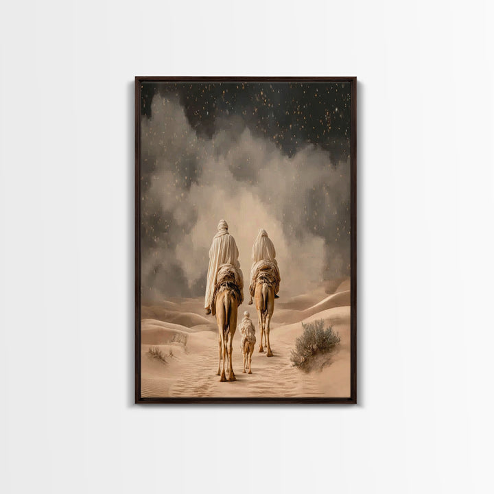 Desert Star Journey, Framed Canvas Print, Christian Art Canvas, Christian Wall Art, Christmas Art, Christian Christmas Art, Jesus Painting