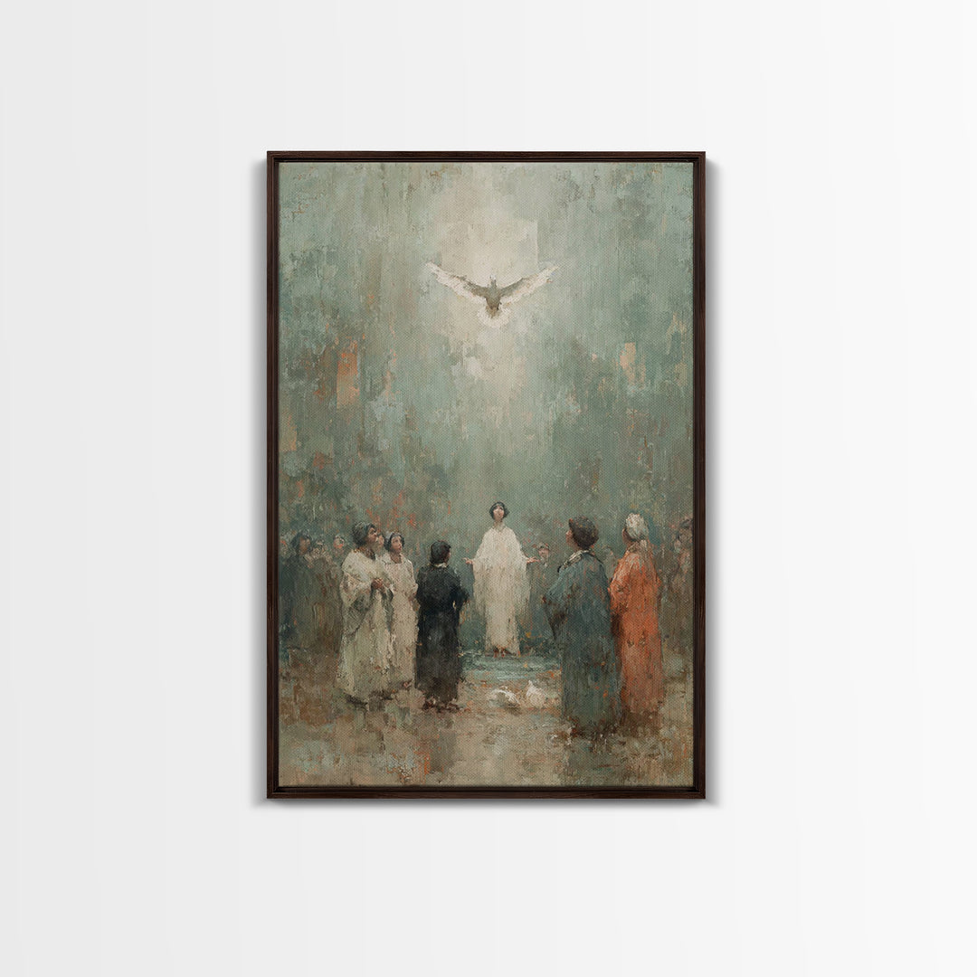 Pentecost Promise, Framed Canvas Print, Christian Art Canvas, Christian Wall Art, Christian Art Work, Christian Paintings, Christian Decor