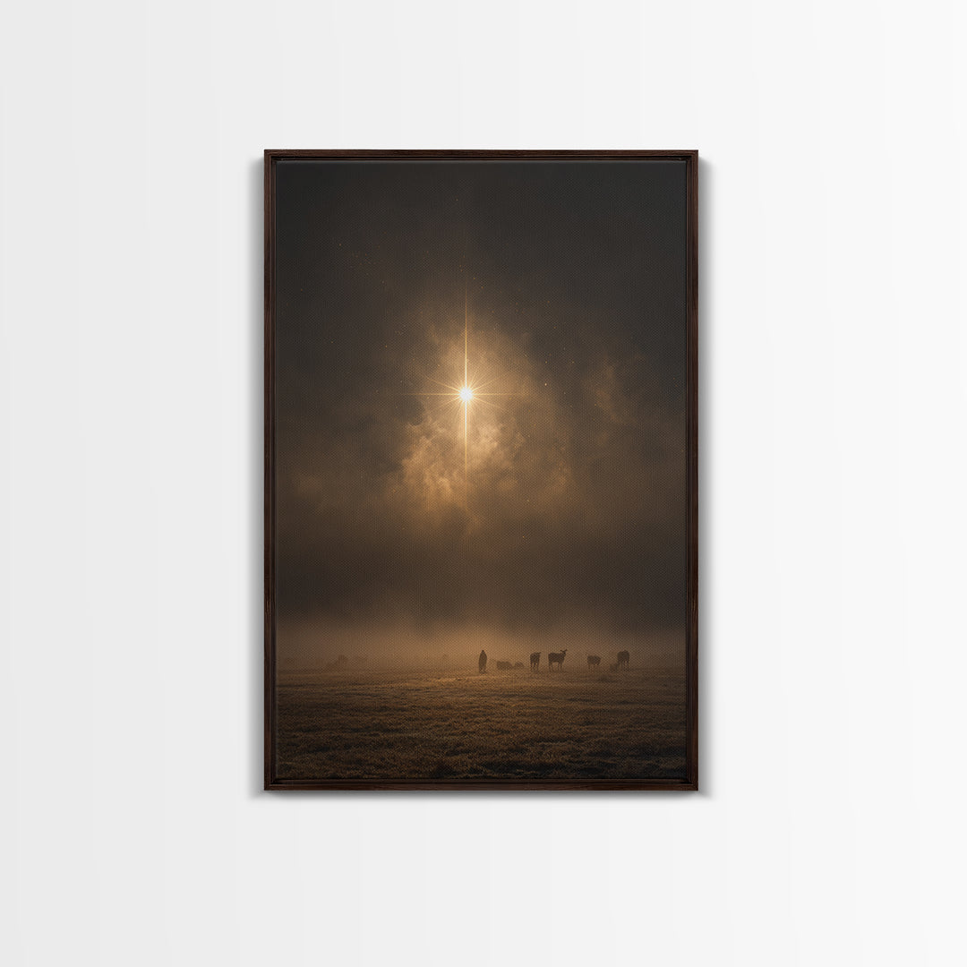 Silent Night Field – Framed Canvas Print – Christian Wall Art – Christian Art Canvas – Christmas Art Prints – Jesus Christmas Art