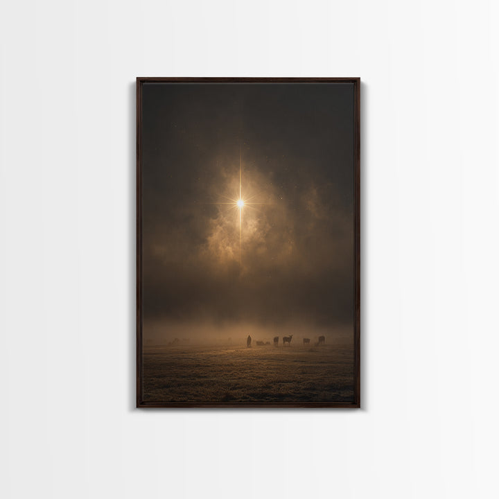Silent Night Field – Framed Canvas Print – Christian Wall Art – Christian Art Canvas – Christmas Art Prints – Jesus Christmas Art