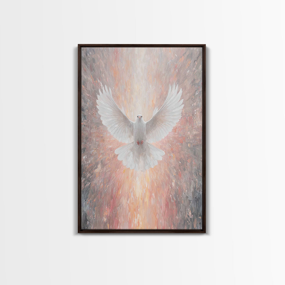 Holy Ascending Dove, Framed Canvas Print, Christian Christmas Art, Christian Wall Art, Christian Art Canvas, Christian Decor, Christian Art