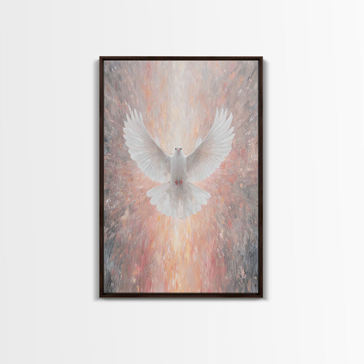 Holy Ascending Dove, Framed Canvas Print, Christian Christmas Art, Christian Wall Art, Christian Art Canvas, Christian Decor, Christian Art