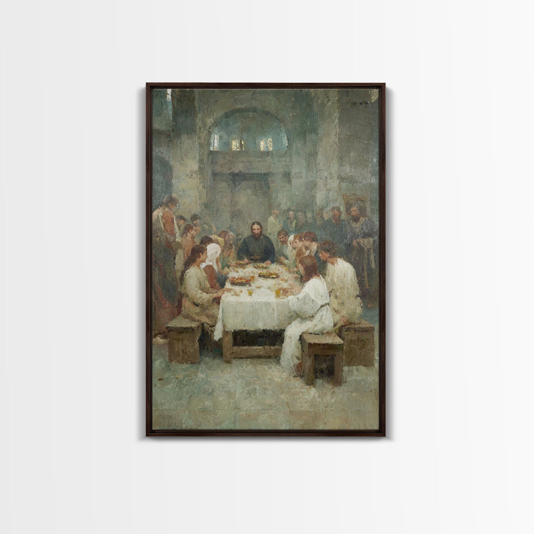 Sacred Gathering – Framed Canvas Print – Christian Art Canvas – Jesus Painting – Christian Wall Art – Christmas Art – Christian Decorations