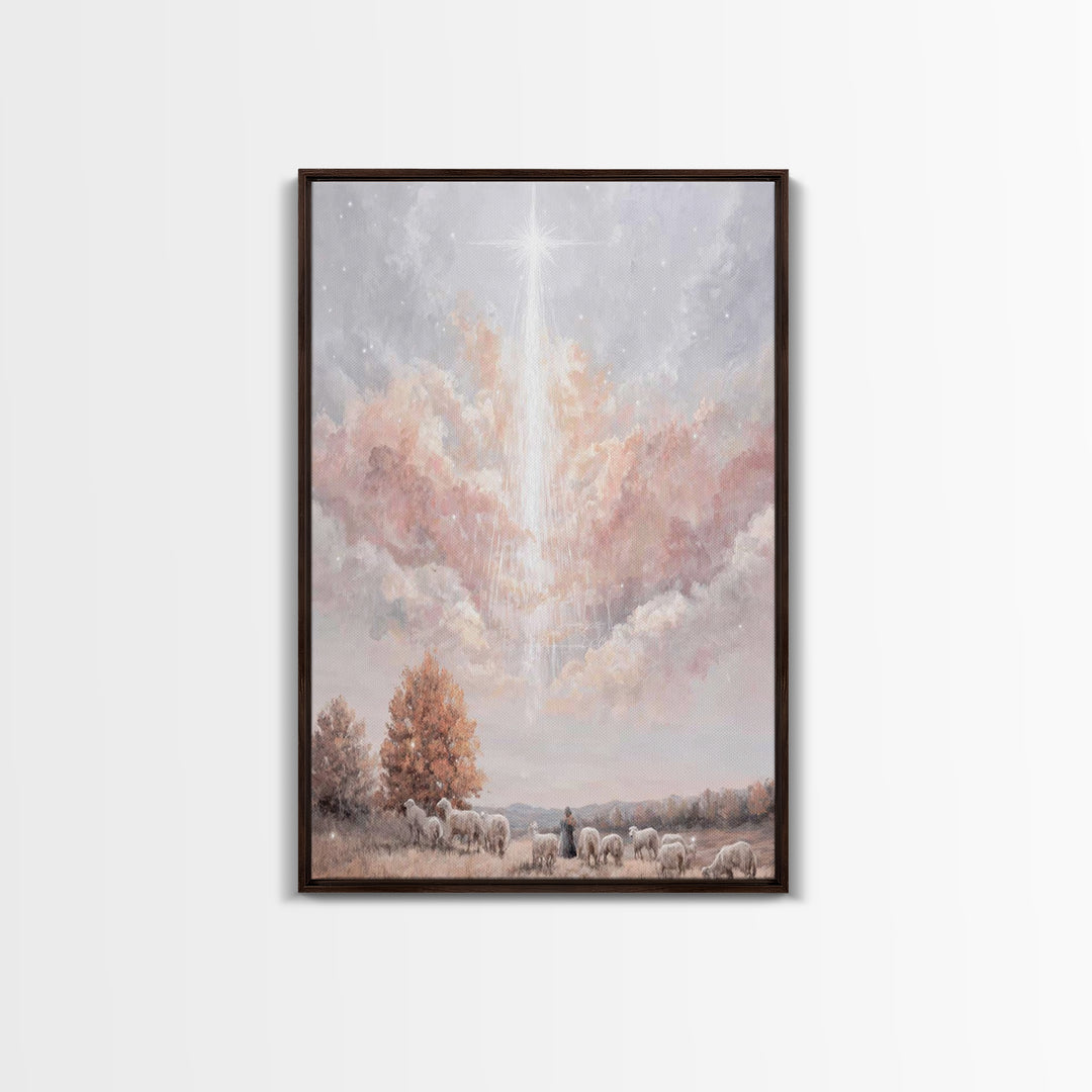 Heavenly Dawn – Framed Canvas Print – Christian Wall Art – Christian Art Canvas – Subtle Christian Art – Christmas Art Prints