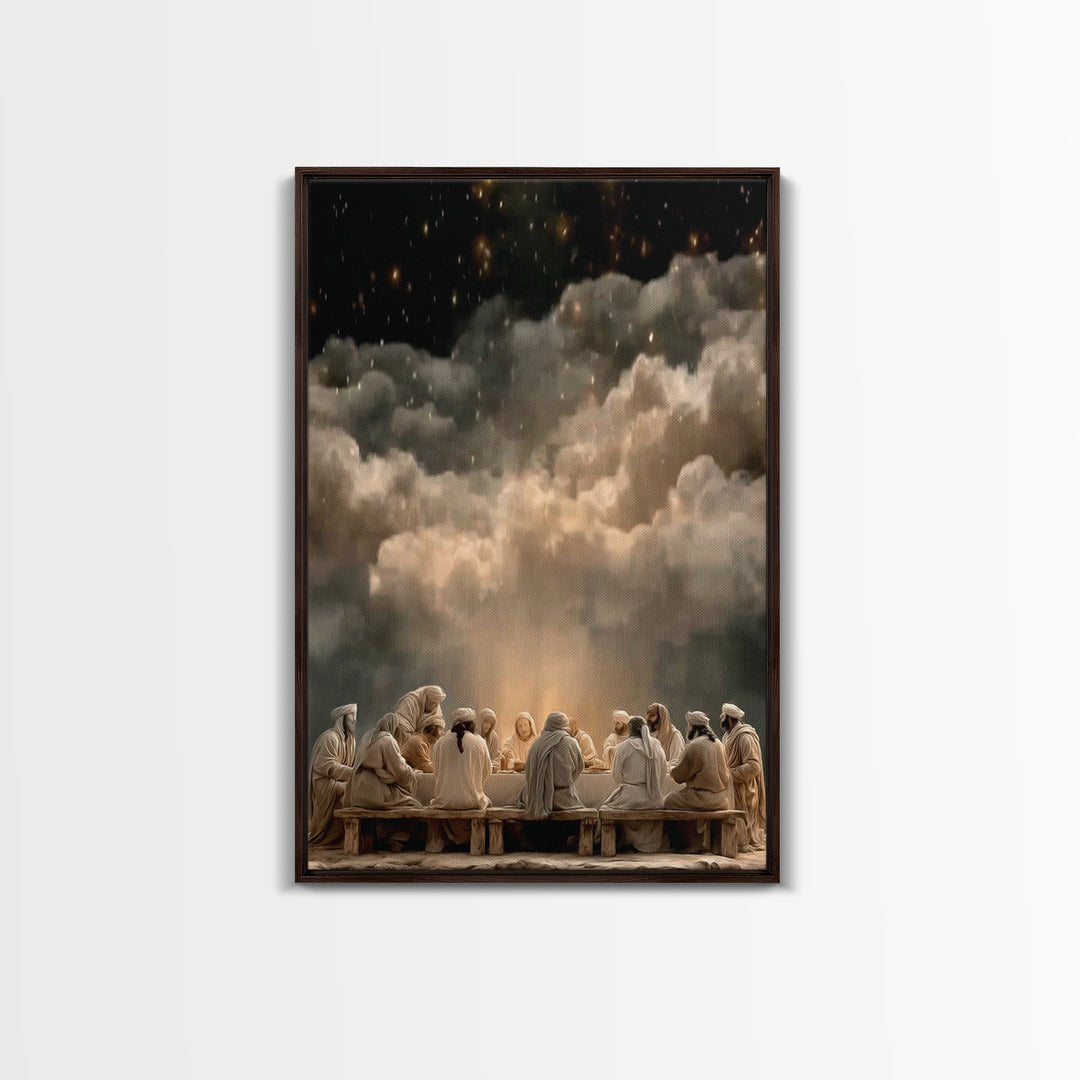 Sacred Evening Table | Framed Canvas Print | Modern Christian Art | Jesus Painting | Christian Art Canvas | Christian Wall Art | Christian