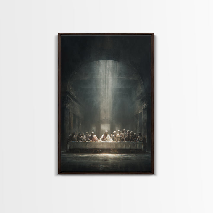 Divine Banquet Light, Framed Canvas Print, Christian Wall Art, Christian Art Canvas, Moody Christian Art, Jesus Painting, Christian Decor