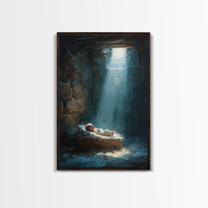 Holy Manger Light – Framed Canvas Print – Christian Wall Art – Christian Art Canvas – Jesus Christmas Art – Christmas Art – Christian Decor