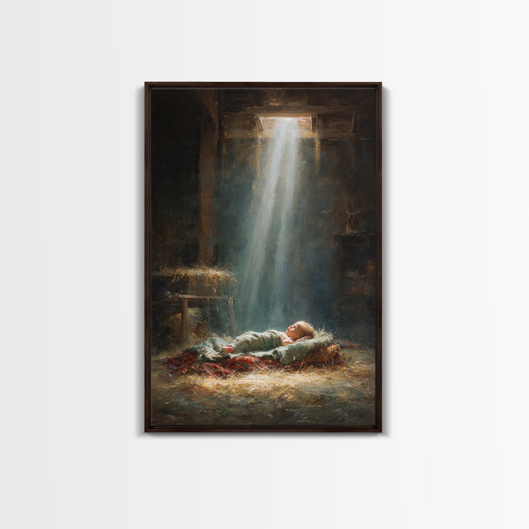 Nativity Dawn – Framed Canvas Print – Christmas Art – Christian Art Canvas – Christian Wall Art – Jesus Christmas Art – Christian Christmas