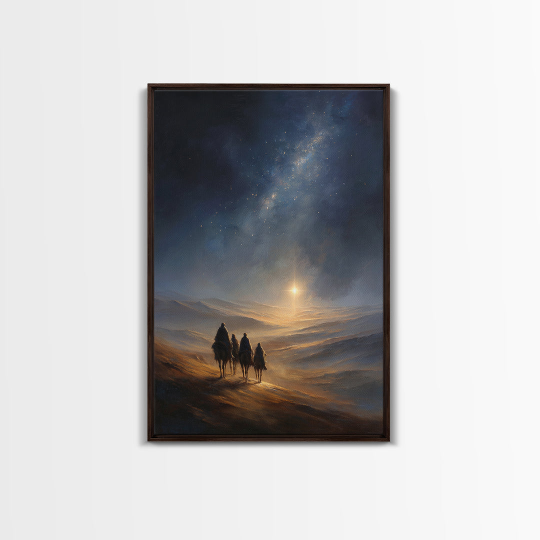 Journey By Starlight, Framed Canvas Print, Christian Christmas Art, Christmas Art, Christian Art Canvas, Christian Wall Art, Christian Deco