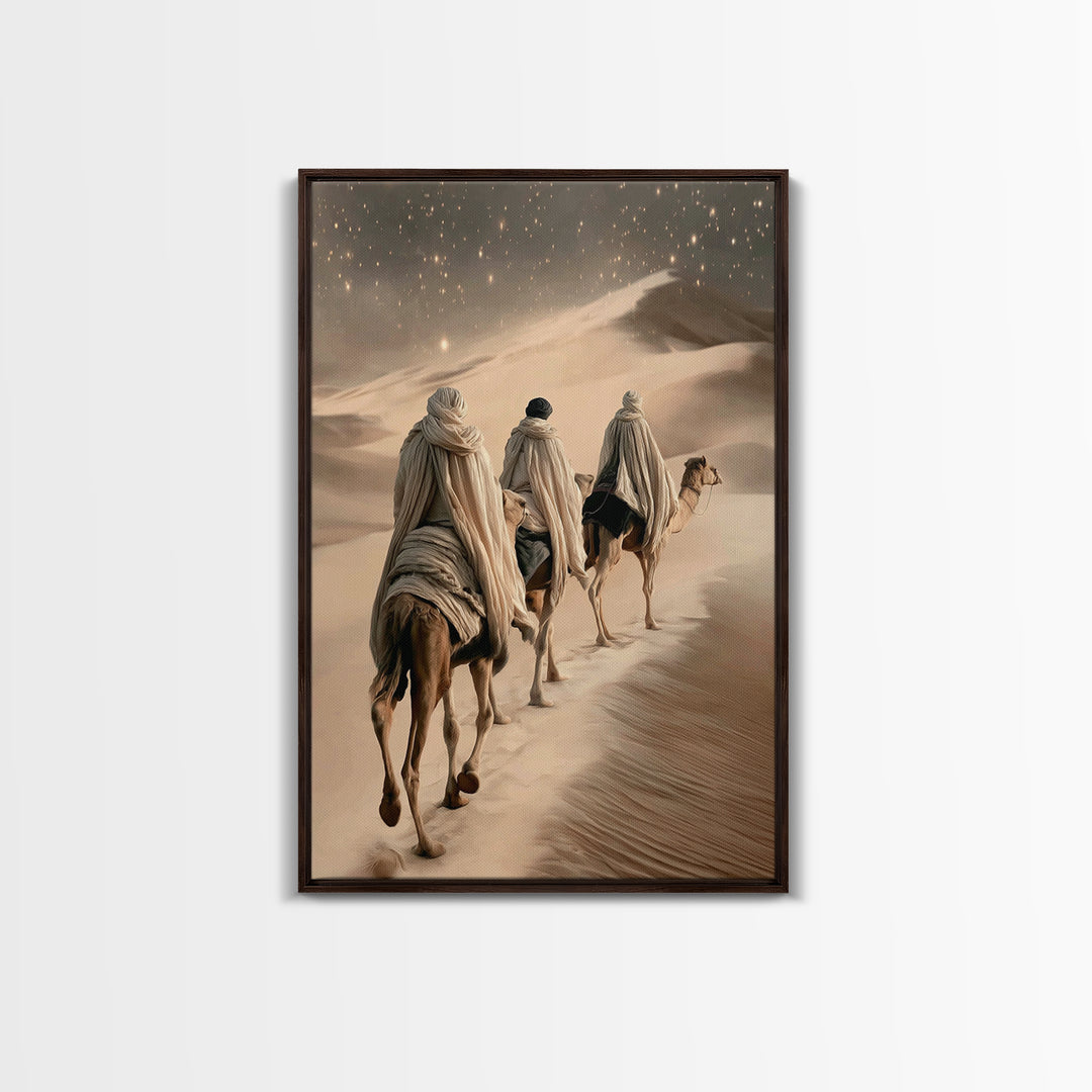Desert Star Journey | Framed Canvas Print | Christian Art Canvas | Christian Christmas | Christmas Wall Art | Modern Christian Art | Jesus