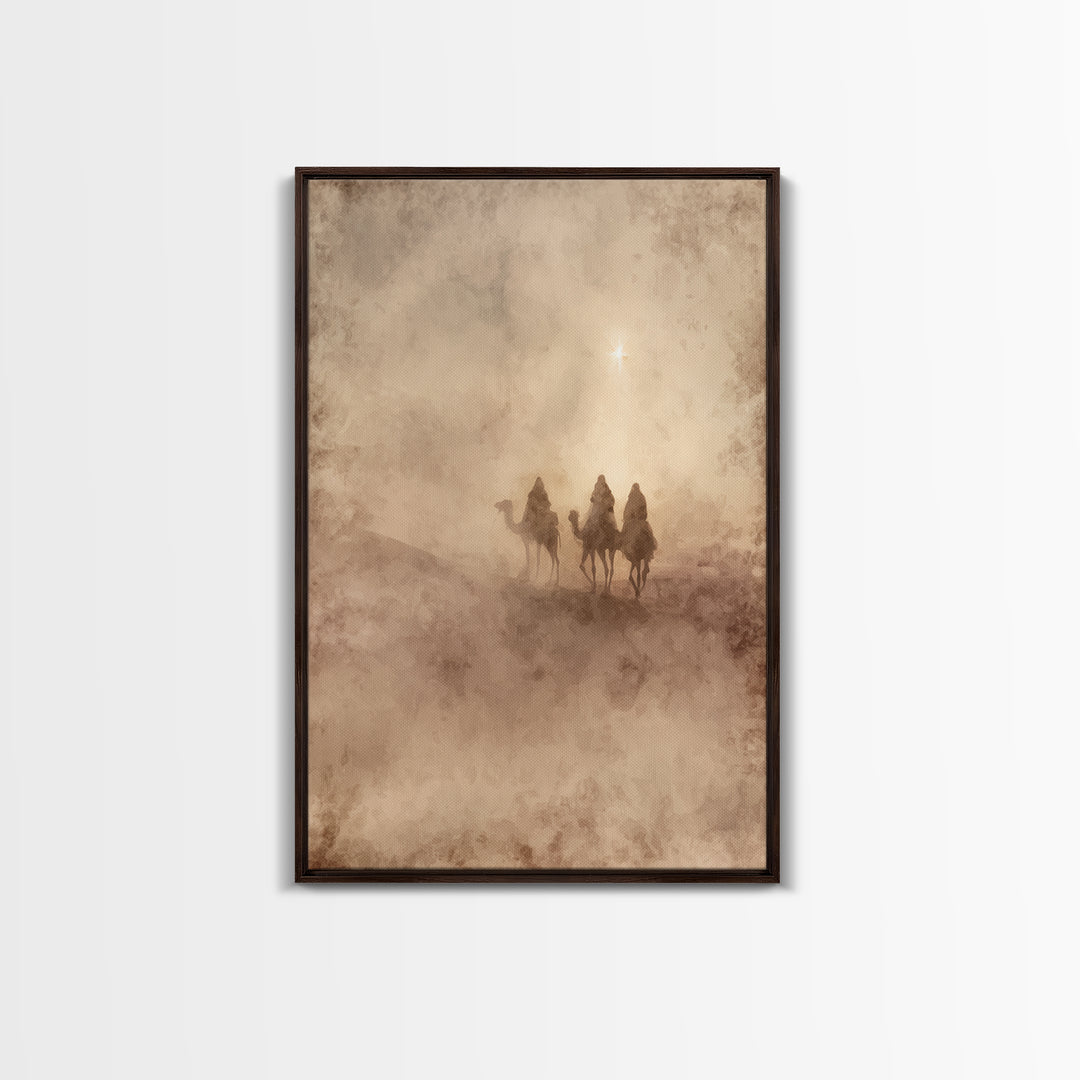 Holy Night Caravan, Framed Canvas Print, Christian Christmas Art, Christian Wall Art, Christmas Canvas Wall Art, Christian Art Canvas, Jesu