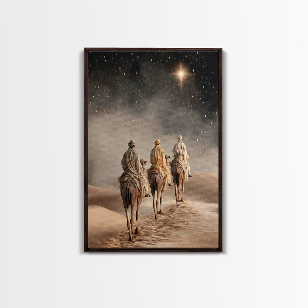 Desert Kings Journey, Framed Canvas Print, Christian Wall Art, Christian Christmas Art, Christian Art Canvas, Christmas Canvas Wall Art, Je